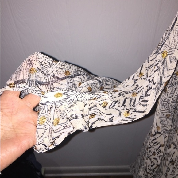 NWOT Material Girls size small oversized cream gold and gray 3/4 length sleeves - Picture 5 of 8